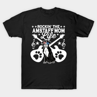 Rockin The Amstaff Mom Life Dog Lover Guitar Musician T-Shirt